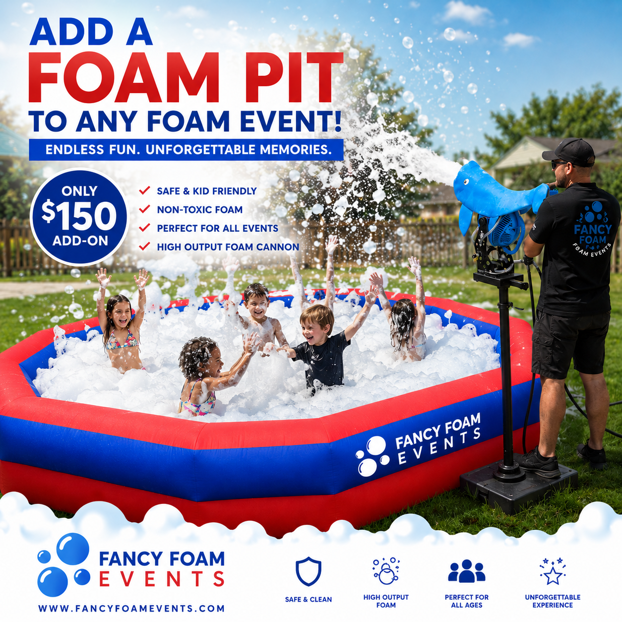 15-foot inflatable foam pit — Fancy Foam Events Maryland
